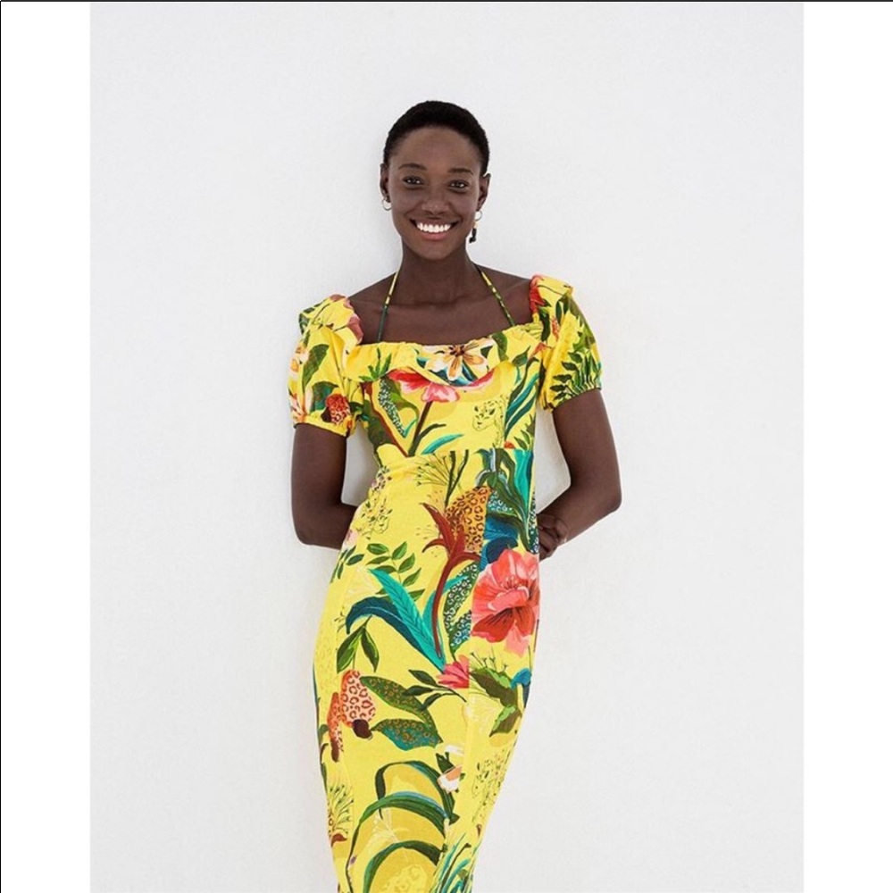 FARM Rio Golden Jungle midi dress